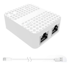 (White) Ethernet Cable Splitter 1 to 2 - Gigabit Net Splitter with High Speed 1000Mbps, 1 Input 2 Output for Ethernet Connection