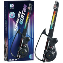 (black) Foldable Stringless Electric Guitar Beginner Set | Portable Toy Instrument for Kids Teens | Home Practice Travel Classroom Christmas Gift