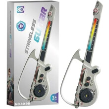 (white) Foldable Stringless Electric Guitar Beginner Set | Portable Toy Instrument for Kids Teens | Home Practice Travel Classroom Christmas Gift
