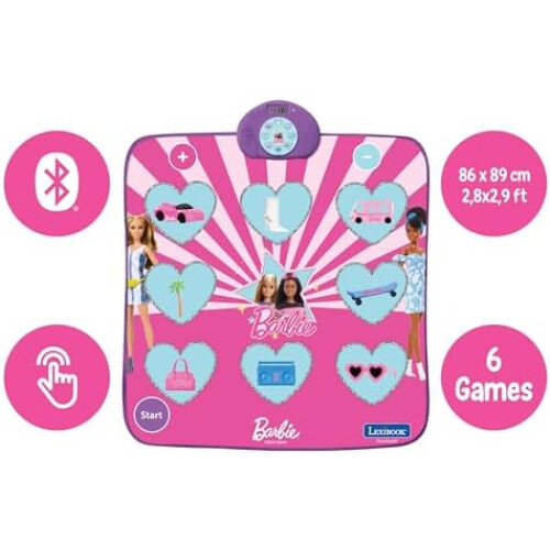 Barbie Electronic Dance Mat, Bluetooth & Light Up, 6 Game Modes, Pink 1