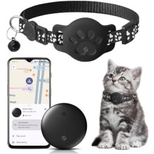 Pet Tracker for Cats & Small Pets, Compatible with Google Find My App, No Subscription, IP68 Waterproof, Anti-Loss Tracker for Pets & Luggage, Black