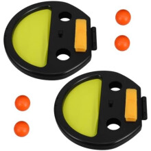 (2) BESTonZON Kids Catch Ball Paddle Set, Outdoor Throwing and Catching Game, Tennis Trainer Toy for Children, Yellow