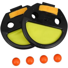 (1) BESTonZON Kids Catch Ball Paddle Set, Outdoor Throwing and Catching Game, Tennis Trainer Toy for Children, Yellow