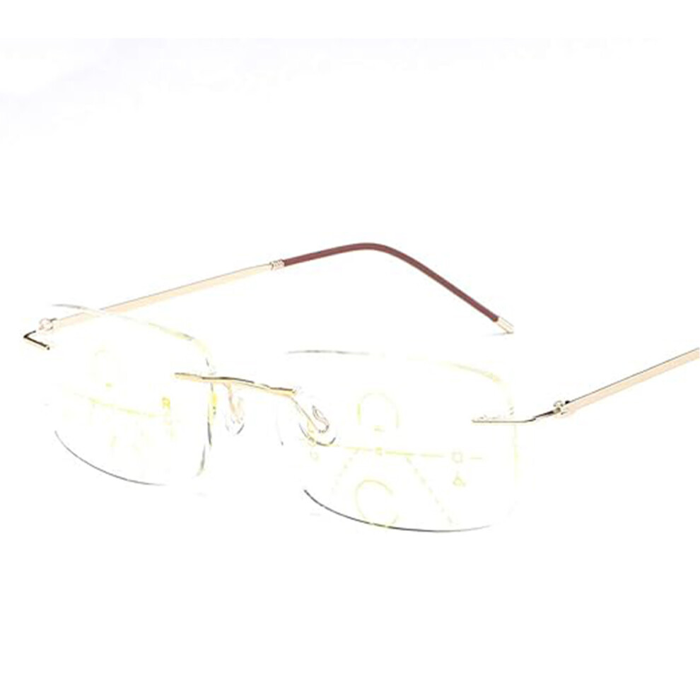 Dual Focus Reading Glasses, Blue Light Blocking Computer Glasses for Eye Protection, Anti Eye Strain Lightweight Design with UV Protection, Rimless