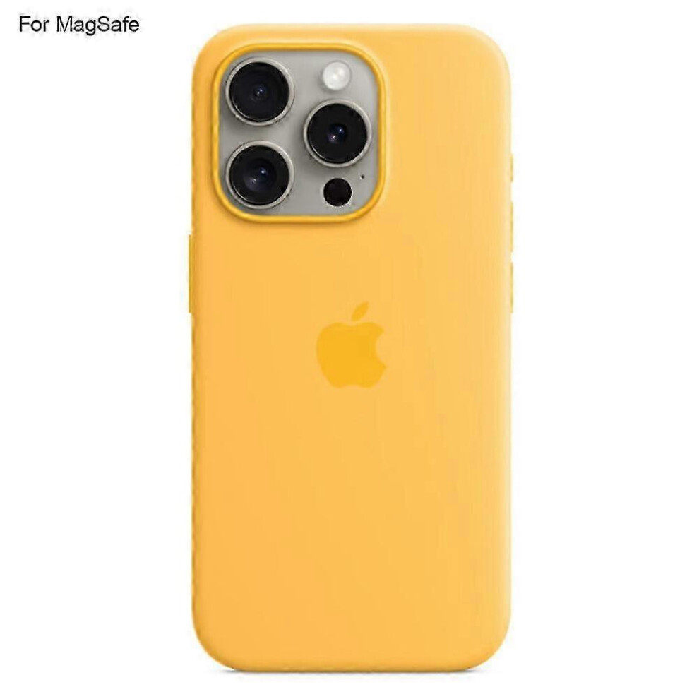 (Yellow) For iPhone 15 Pro Case Compatible with MagSafe Liquid Silicone Phone Back Cover