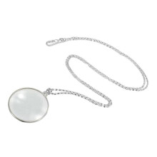 (Silver) Magnifying Glass Necklace 6X Reading Newspaper Magnifying Mirror for Elderly