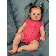 MineeQu 60cm Lifelike Reborn Baby Doll Handmade Soft Vinyl Realistic Smiling Newborn Infant Girl Doll Safe for Kids 3+ Years