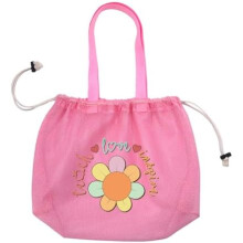 (Pink Color) YCHUCH Sand Toy Mesh Bag, Retractable Drawstring Toy Pouch for Beach Pool Shell Collecting, Kids Sand Toys Storage Bag for Boys and Girls