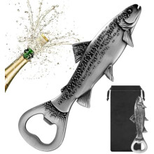 (Silver) Trout Fish Bottle Opener - Unique Fishing Theme Gifts for Anglers, Fisherman Decor Accessories, Father's Day Christmas Presents for Men