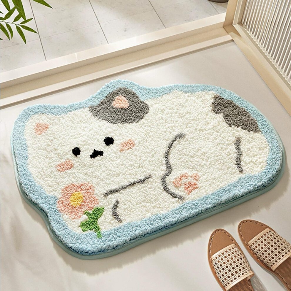Cartoon Animal Pattern Shag Bathroom Mats Cat 48x68 Cm NonSlip Super Absorbent Flocking Washable Mat Kids Bedroom Rug