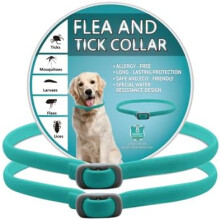 (Blau-2) BKEPDY 2 Pack Dog Collar, Waterproof Flea and Tick Protection, Adjustable Fit for All Sizes and Breeds, Pink
