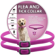 (Rosa) BKEPDY 2-Pack Dog Collar, Effective Flea and Tick Prevention, Waterproof Adjustable Flea Collar for Dogs All Sizes and Breeds (Gray)