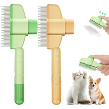 2 Pack Self-Cleaning Cat Grooming Brush, Pet Hair Remover Brush with Release Button, Detangling & Massage Brush for Loose & Matted Fur (Style A)