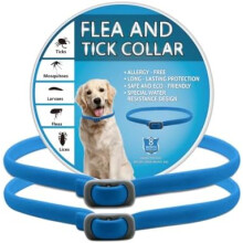 (Blau-1) BKEPDY 2-Pack Dog Collar, Effective Flea and Tick Prevention, Waterproof Adjustable Flea Collar for Dogs All Sizes and Breeds (Gray)