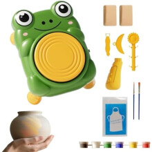 (Grün) Beginner Pottery Wheel Kit | Interactive Craft Tool for Painting & Shaping, Kids Art Class Homeschooling Starter Set