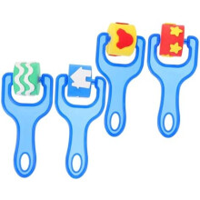 HEALSOPTHY 4 Pack Kids Paint Rollers Sponge Rollers with Blue Handles EVA Material Creative Craft Painting Tools Stamping Toys