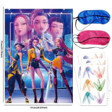 (Items-1Set) Demon Hunter Birthday Party Supplies Set: porslin, banderoll, trtplgg och ballonger fr barnzz33