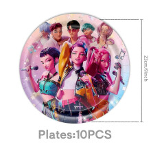 (Plates-9-10pcs) Demon Hunter Birthday Party Supplies Set: porslin, banderoll, trtplgg och ballonger fr barnzz33