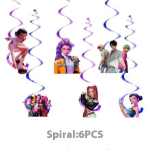 (Spiral Ornament-6pcs) Demon Hunter Birthday Party Supplies Set: porslin, banderoll, trtplgg och ballonger fr barnzz33