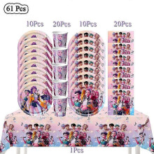 (BPPZZ-61Pcs) Demon Hunter Birthday Party Supplies Set: porslin, banderoll, trtplgg och ballonger fr barnzz33