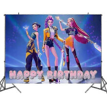 (Background-120x80) Demon Hunter Birthday Party Supplies Set: porslin, banderoll, trtplgg och ballonger fr barnzz33