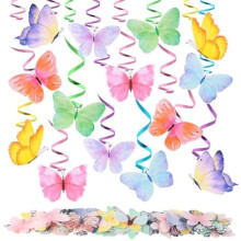 Schmetterling 72 Edible Butterflies Cake Decorations + 14 Hanging Butterflies, for DIY Cupcakes Birthday Party Decorations and Spinning Ornaments