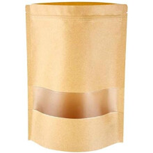 (9 x 14 cm, 20 Zentimeter) 50 Kraft Paper Food Storage Bags with Zipper Seal and Clear Window, 9 x 14 cm, Airtight Snack Organizer Bags