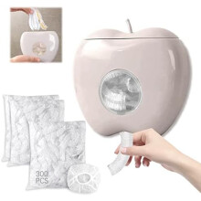 Eowppue Plastic Wrap Dispenser Box with 300 Sheets Plastic Wrap, Elastic Band Kitchen Food Wrap Organizer Storage Container