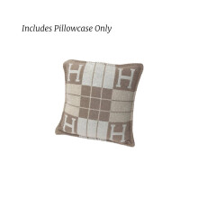 (Khaki Pillowcase)Couverture à carreaux laine cachemire coussin canapé bureau sieste camping avion couleur