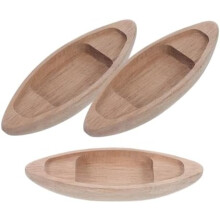 Cabilock 3-Piece Wooden Sailboat Model Set Hand-Carved Canoe Ornament Maritime Decor for Desk Garden Landscape DIY Project