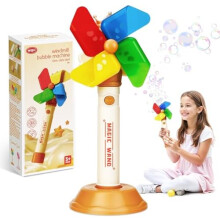 KIMIGO Electric Bubble Machine with Lights, Automatic Bubble Blower Gun Toy for Kids, Birthday Party Wedding Outdoor Play Gift