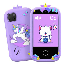 (Purple) Kids Smart Phone, HD Dual Camera Touchscreen Cell Phone for Kids, Preschool Learning Education Toy Play Phone for Christmas Birthday Gifts