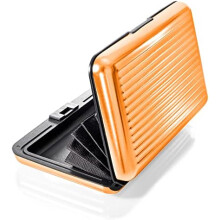 (Aluminium, Orange) VALLET Aluminum Credit Card Holder - RFID/NFC Blocking Shield Wallet for Men & Women, Slim Card Protector Case
