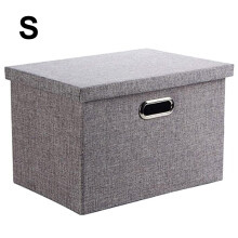 (Gray) Storage Box Collapsible Linen Fabric Clothing Basket Bins Toy Box Organizer