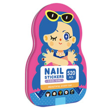 (B) Kids Nail Stickers,Self-Adhesive Cute Girl Animal Fairy Princess Nail Decoration, Children's Fashion Patch Set, Fun Tattoo Art Iron Box