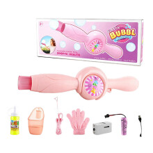 (Pink) Elastic Smoke Bubble Blower Machine for Kids - Handheld Electric Bubble Gun Wand, Outdoor Party Toy, Birthday Gift for Boys Girls