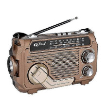 (Light Brown) RadiVive Solar-Powered Radio, Solar Hand Crank Emergency Radio, Portable Hands