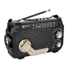 (Dark) RadiVive Solar-Powered Radio, Solar Hand Crank Emergency Radio, Portable Hands