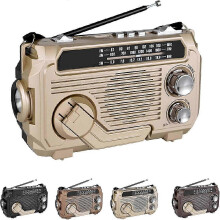 (Khaki) RadiVive Solar-Powered Radio, Solar Hand Crank Emergency Radio, Portable Hands