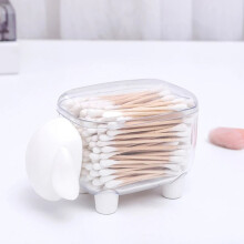 (White) Dispenser Swab Organizer Container With Cover Cute Bathroom Floss Jars With Lids Vanity Storage Organizer