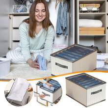 (Clear) Folding Clothes Storage Box Wardrobe Compartment Storage Box Household Drawer Clothes And Pants Storage Box