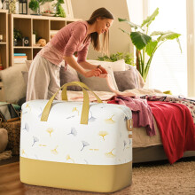 (Yellow) Clothing Storage Bag Divided Into Compartments Large Capacity Clothing Storage Bag Wardrobe Clothing Sorting Storage Bag