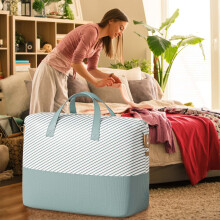 (Green) Clothing Storage Bag Divided Into Compartments Large Capacity Clothing Storage Bag Wardrobe Clothing Sorting Storage Bag