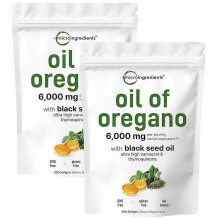 (2packs)Oil Of Oregano Softgels 6000mg With Black Seed Oil Oregano Oil Supplement Capsules 300 Softgels Dietary Supplement