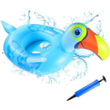 Toucan Cartoon 3D Baby Float Ring, Inflatable Baby Swimming Aid, Safety Swim Seat Trainer with Pump for Infants 6 Months to 3 Years