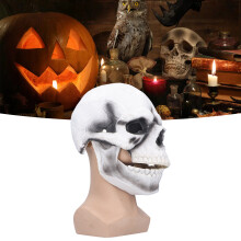 Halloween-Schädelmaske mit leuchtenden Augen & beweglichem Kinn, Latex, Erwachsene Standard