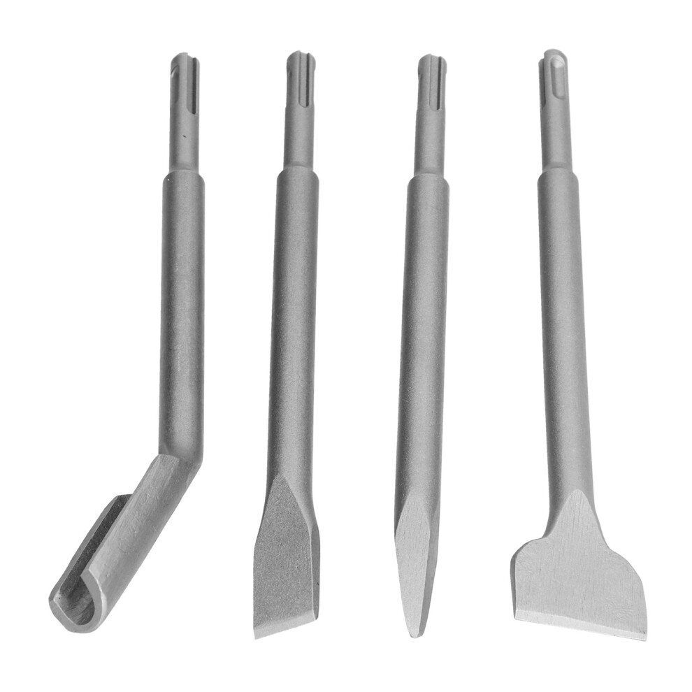 4Pcs Concrete Chisel Hammer Drill Bits Set, Carbon Steel, Sds+ 7641376934778
