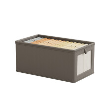 (Gray) Cloth Window Visible Clothing Storage Box With Lid Large Fabric Storage Box For Home Storage