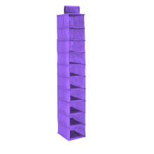 (Purple) 10 Pockets Non-woven Fabric Dust-proof Shoe Clothes Hanging Storage Rack Shelf Door Wardrobe Hanger Organizer 15cm Wide