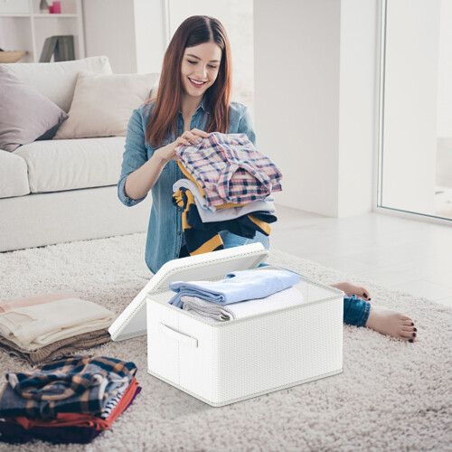 (C) Clothes Sorting And Storage Box, Large Size Clothes Storage Box, PVC Foldable Wardrobe Sorting Box, Household Storage Box 2